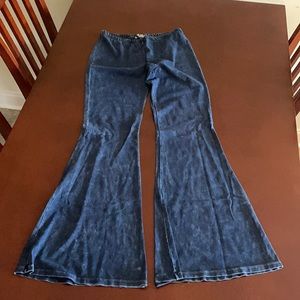 Blue Flare Stretch Pants